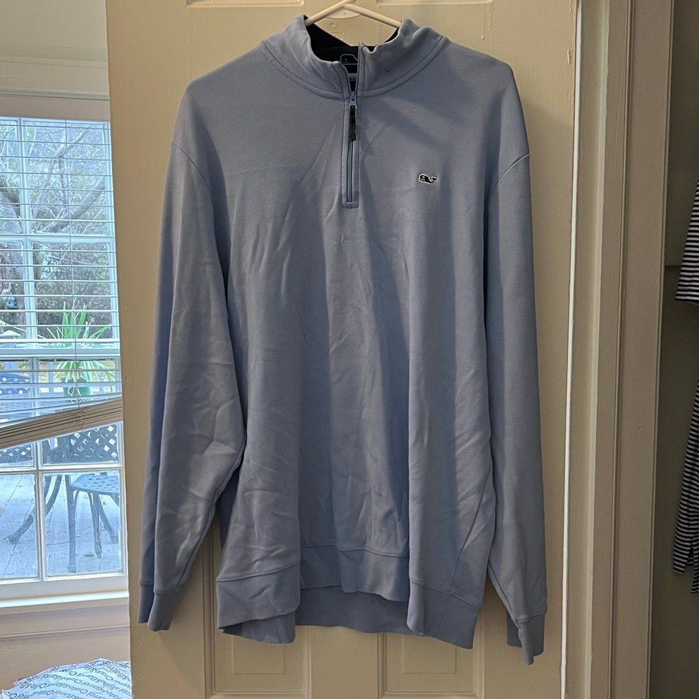 Baby Blue Pima Cotton Vineyard Vines Quarter Zip Pullover Sweater